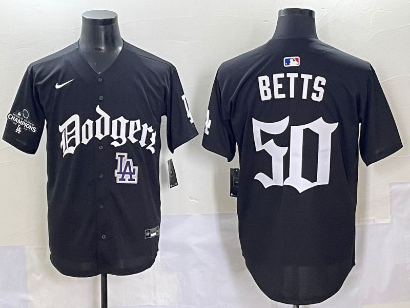 Men 2025 Los Angeles Dodgers #50 Betts Black Seventh generation Joint Name Nike MLB Jersey style 18->los angeles dodgers->MLB Jersey